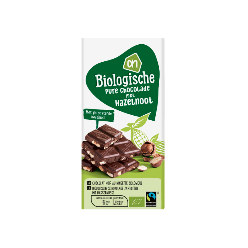 Biologische Hazelnoot Chocolade Puur AH